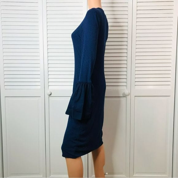 CAD Bell Sleeve Bodycon Navy Bell Sleeve Sweater Dress Size XL *NWT*