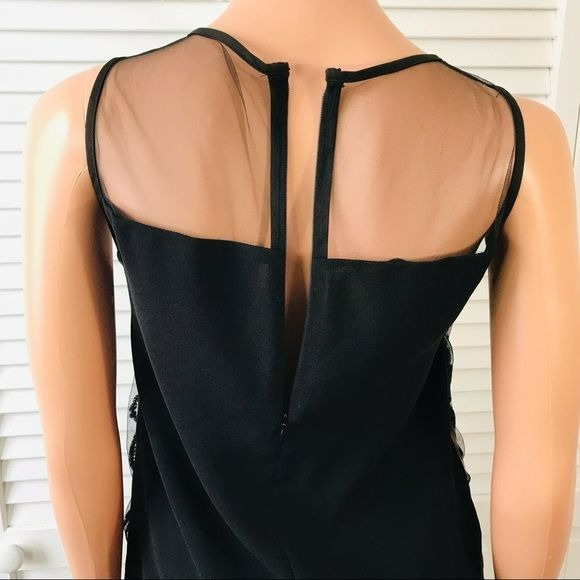 GREYLIN By Anthropologie Black Mesh Sleeveless Shirt Size S