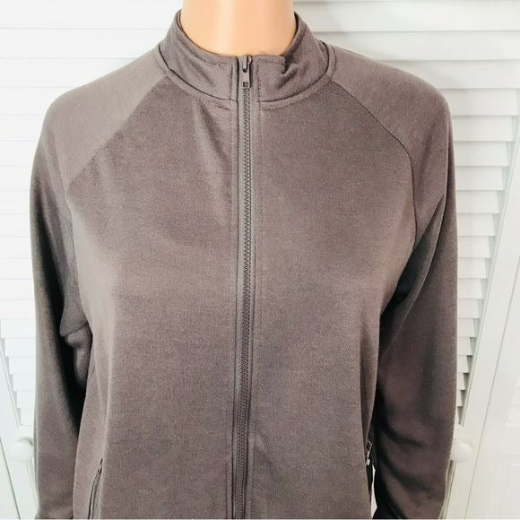 KAY UNGER Taupe Zip Up Sweater Size M