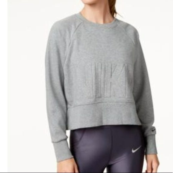 NIKE Versa Embossed Cropped Training Sweatshirt Size M