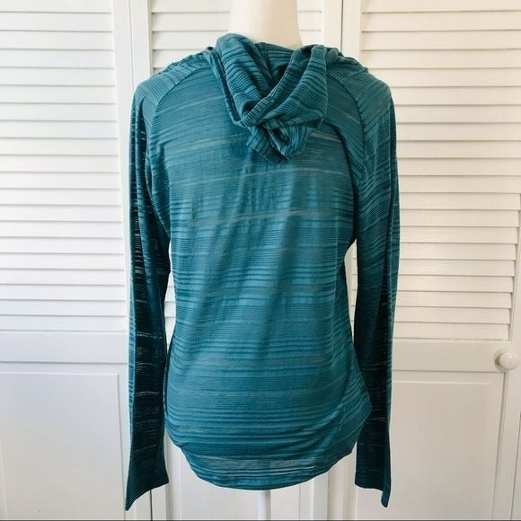 COLUMBIA Teal V-Neck Semi Sheer Lightweight Hoodie Size M