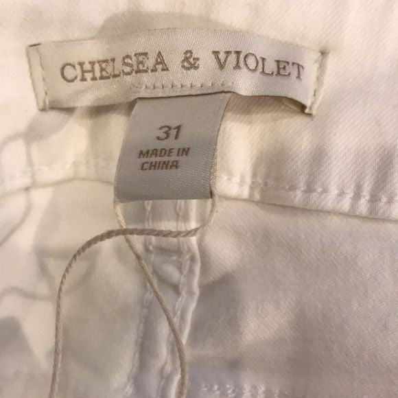 CHELSEA & VIOLET White Marbella Crop Jeans Size 31 *NWT*