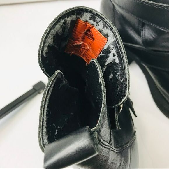 HARLEY DAVIDSON Black Shimmer Platform Ankle Boots Size 8.5