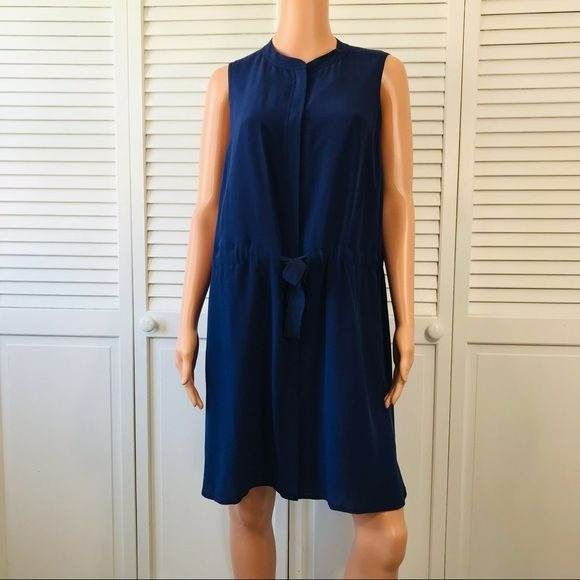 MADEWELL Navy Blue Silk Sleeveless Playa Dress Size XL