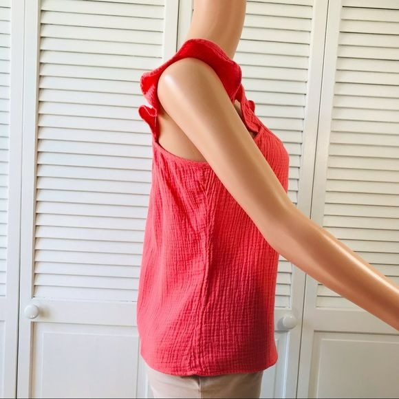 DREW Coral Sleeveless Ruffle Tank Top Gauze Cotton Crop Top Size XS (new with tags)