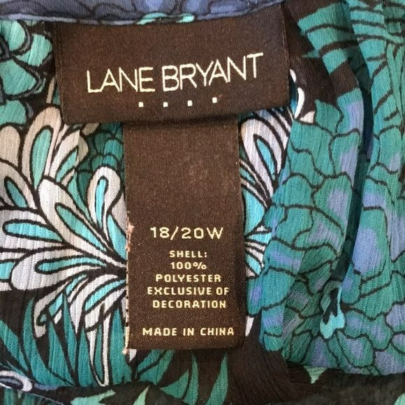 LANE BRYANT Black Floral Sheer Blouse Size 18/20W