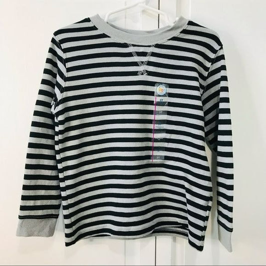 CIRCO Gray Black Striped Cotton Long Sleeve Top Size 3T (new with tags)