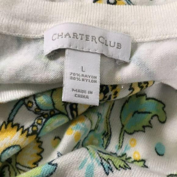 CHARTER CLUB Floral-Print Crew-Neck Cardigan Size L