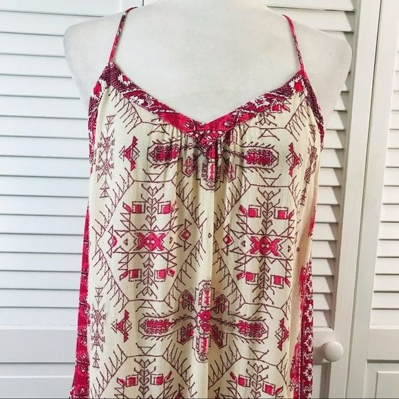 LUCKY BRAND White Aztec Print Spaghetti Strap Shirt