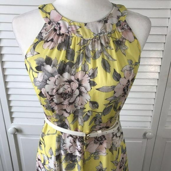 Tommy Hilfiger Floral Print Belted Midi Dress Size 4