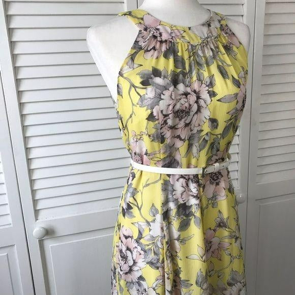 Tommy Hilfiger Floral Print Belted Midi Dress Size 4