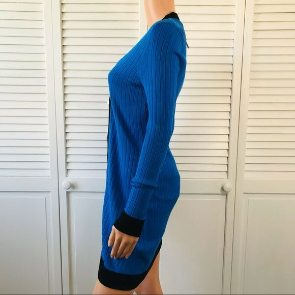 WHITE HOUSE BLACK MARKET Blue Black Ribbed Long Cardigan Sweater Size XS (New with tags)