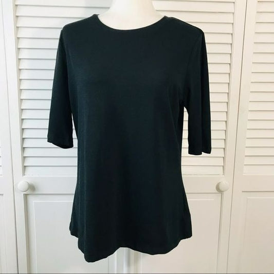 WHO WHAT WEAR Black Short Sleeve Shirt Size L