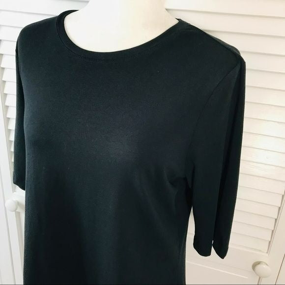 WHO WHAT WEAR Black Short Sleeve Shirt Size L