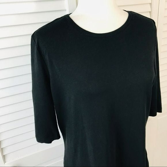 WHO WHAT WEAR Black Short Sleeve Shirt Size L