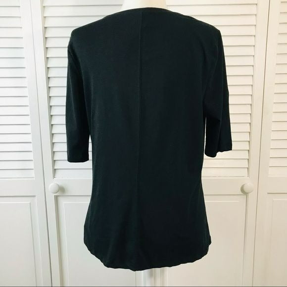 WHO WHAT WEAR Black Short Sleeve Shirt Size L