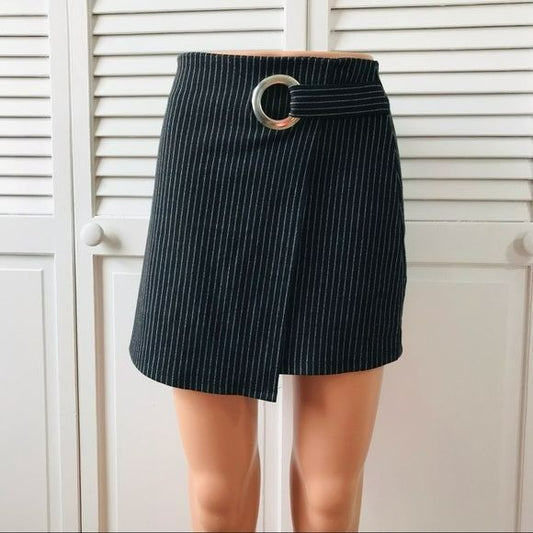 LEITH Black White Stripe Casual Skirt Size M