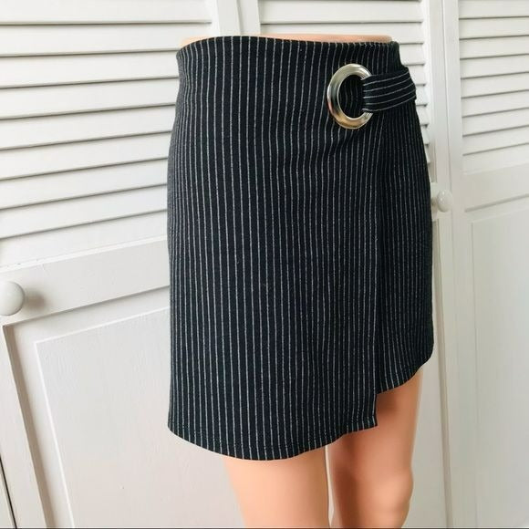 LEITH Black White Stripe Casual Skirt Size M