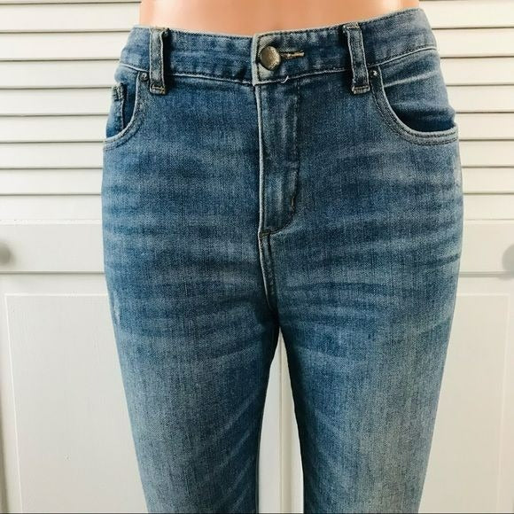 FREE PEOPLE Blue Cotton Blend Distressed Jeans Size 28