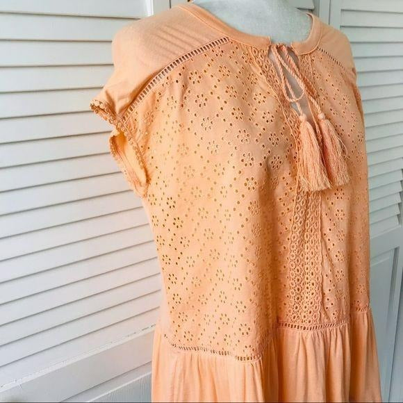 *NEW* CUPIO Signature Orange Eyelet Short Sleeve Blouse