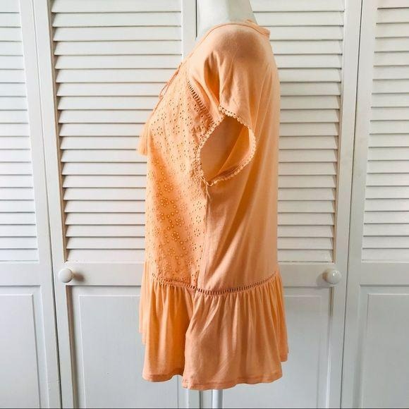 *NEW* CUPIO Signature Orange Eyelet Short Sleeve Blouse