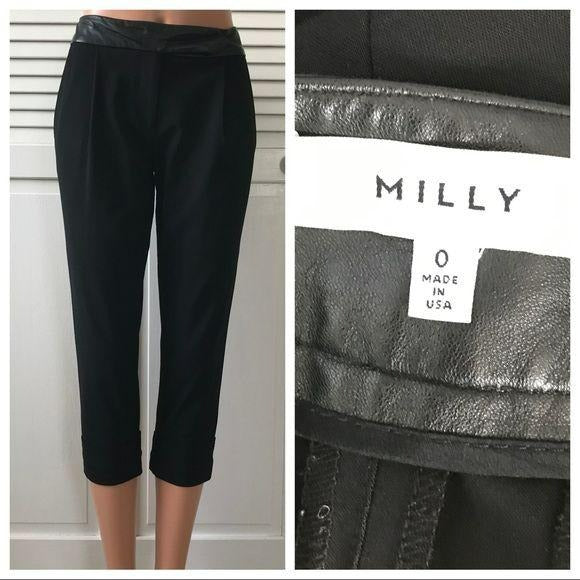 MILLY Wool Blend Black Crop Dress Pants Size 0