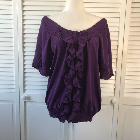 JOIE Silk Short Sleeve Purple Blouse Size XS