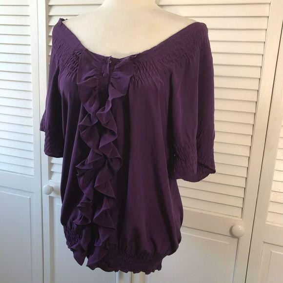 JOIE Silk Short Sleeve Purple Blouse Size XS