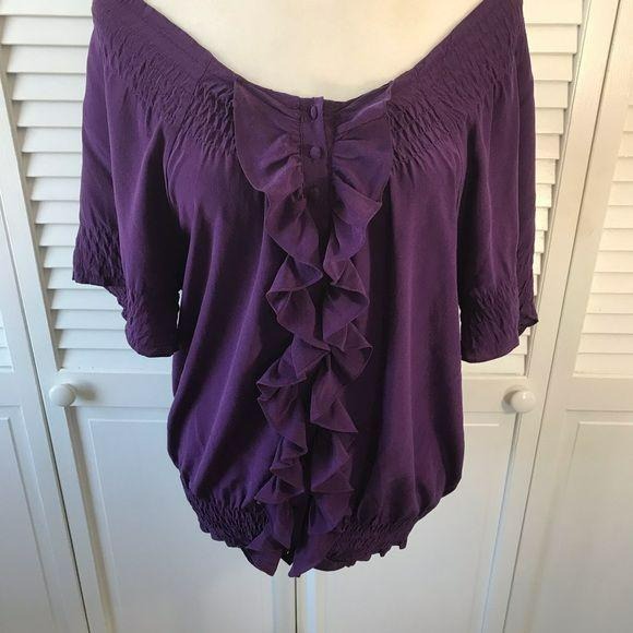 JOIE Silk Short Sleeve Purple Blouse Size XS