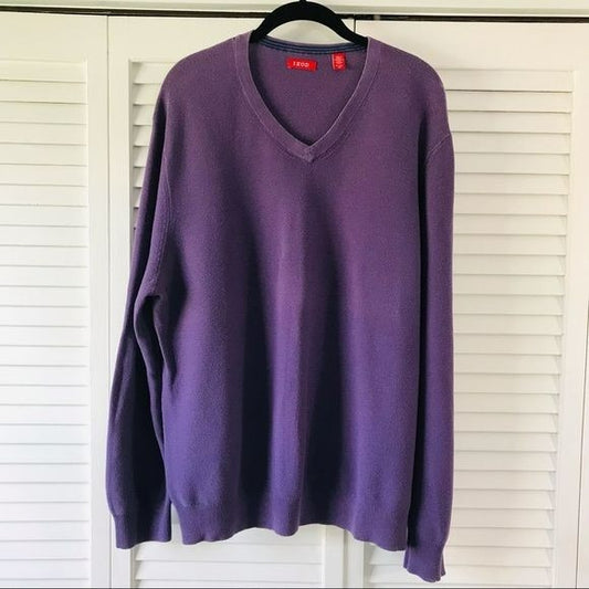 IZOD Purple Cotton Long Sleeve V-Neck Sweater Size XL