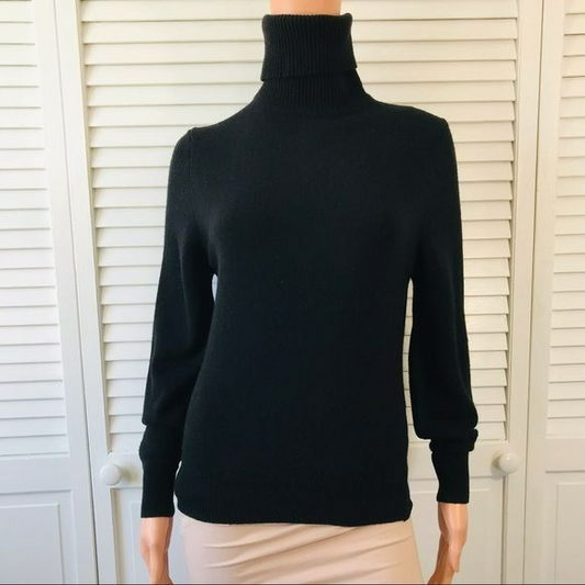 JACQUES DE LOUX Black Cashmere Turtleneck Sweater Size 34