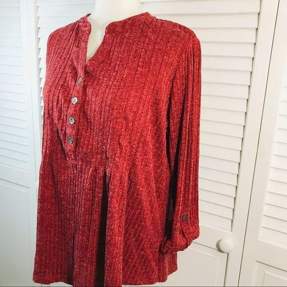 NEW DIRECTIONS Red Ribbed Long Sleeve Sweater