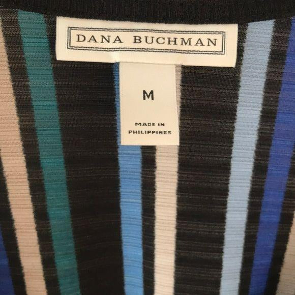 Dana Buchman Polyester V-Neck Striped Blouse Size M