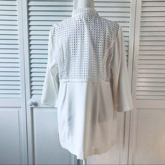 CHICO'S White Eyelet Novelty Jacket Size L