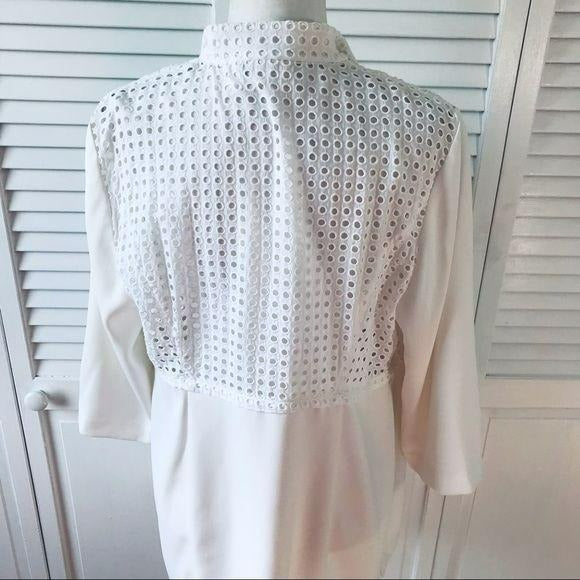 CHICO'S White Eyelet Novelty Jacket Size L