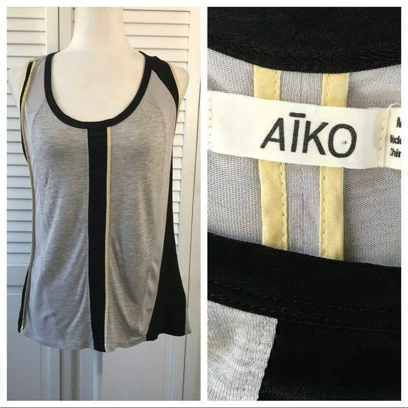 AIKO Sheer Split Back Tank Top Size M