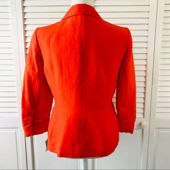 KASPER Orange Ruched Sleeve Linen Jacket Size 4 *NEW*