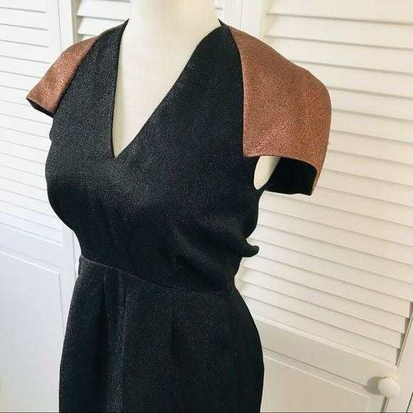 3.1 PHILLIP LIM Black Bronze Cap Sleeve Sparkly Dress Size 2