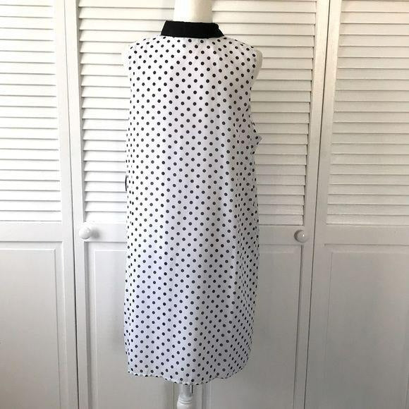 *NEW* DANILLO BOUTIQUE White Polka Dot Sleeveless Shirt Dress Size 16