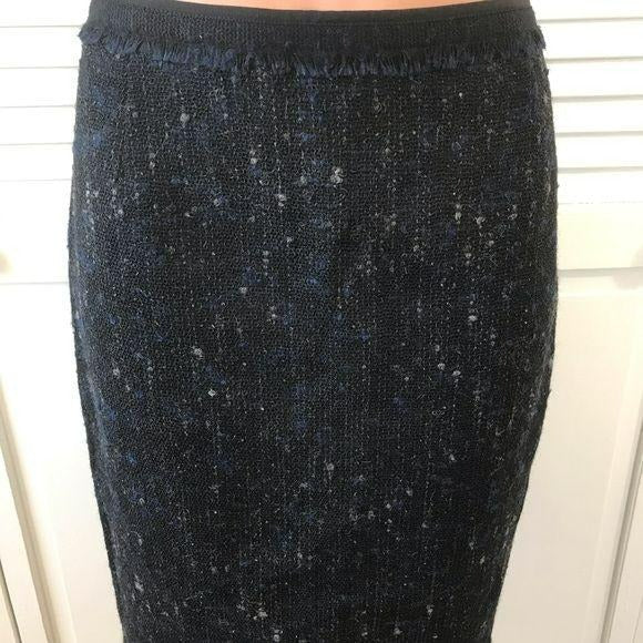 ELIE TAHARI Black Blue Wool Blend Skirt Size 4