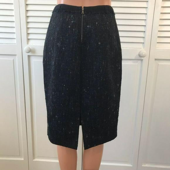 ELIE TAHARI Black Blue Wool Blend Skirt Size 4