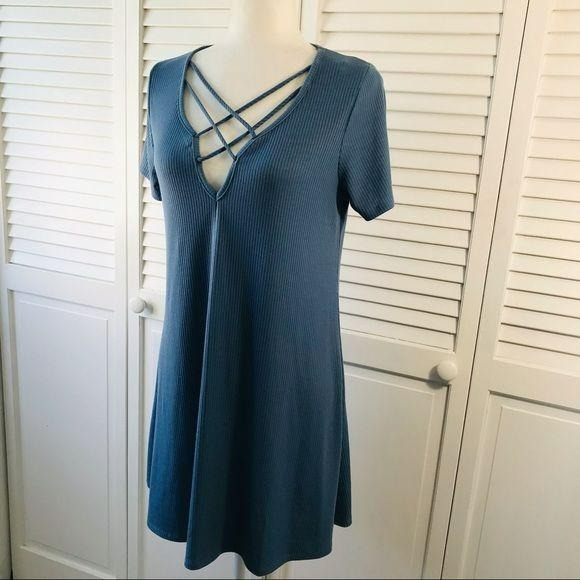 CHARLOTTE RUSSE Criss Cross Front T-shirt Dress Size L