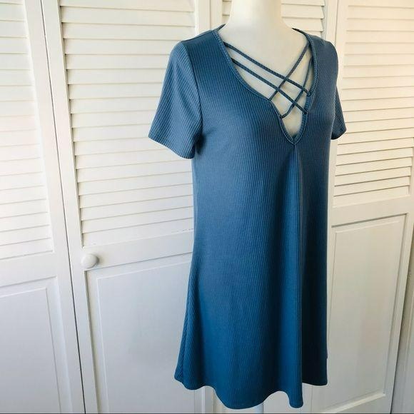 CHARLOTTE RUSSE Criss Cross Front T-shirt Dress Size L