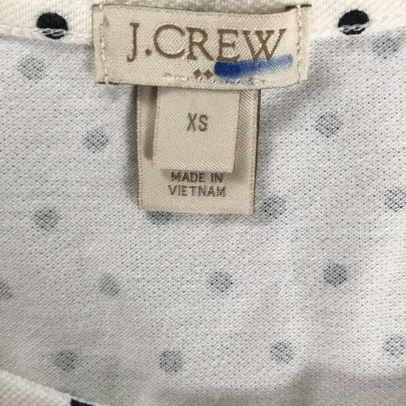 J. CREW White Polka Dot Double Layer Top Size XS