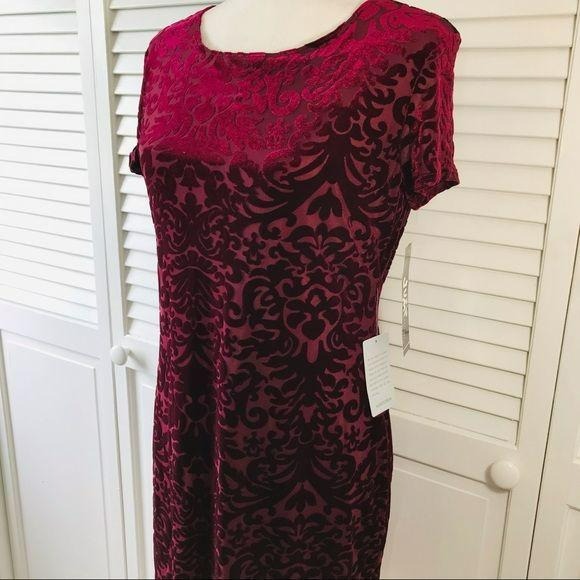 *NEW* JUMP Burgundy Velvet Patterned Dress Size L