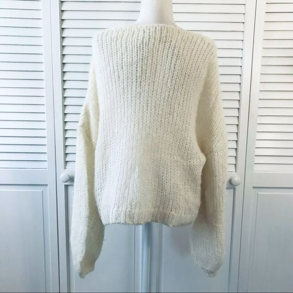 FREE PEOPLE Ivory Moonbeam Alpaca Chunky Knit Sweater Size S