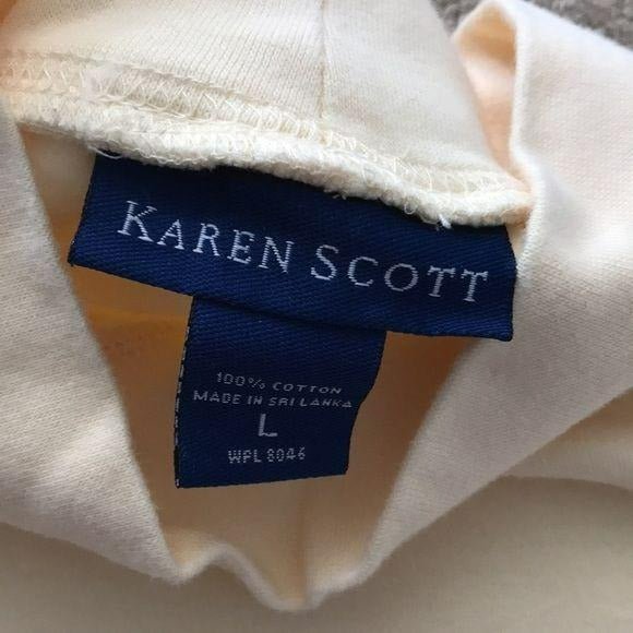 KAREN SCOTT Yellow Cotton Mock Neck Sweater Size L