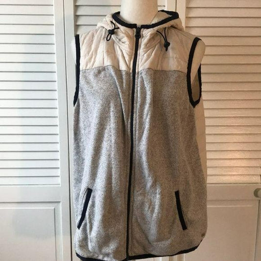 Tommy Hilfiger Gray & Ivory Hooded Vest Size XL