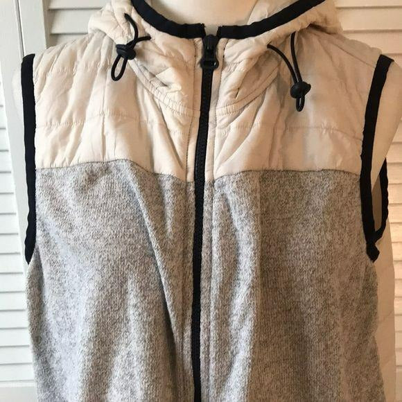 Tommy Hilfiger Gray & Ivory Hooded Vest Size XL