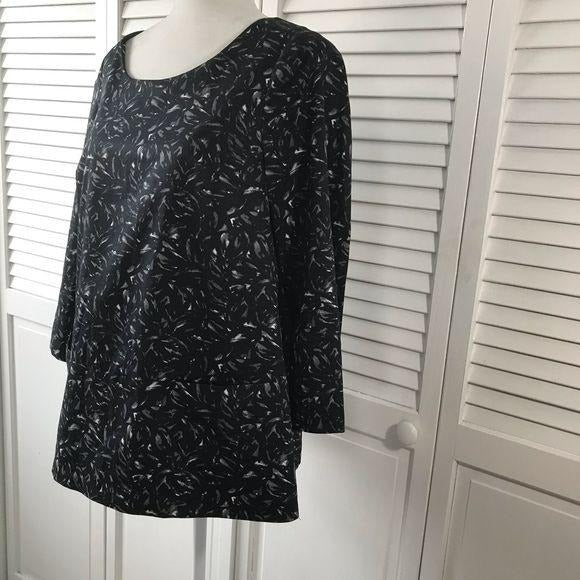 DKNY Black 3/4 Sleeve Blouse Size 10